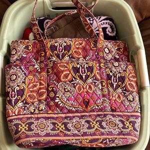 Vera Bradley tote bag safari sunset discontinued pattern purple orange